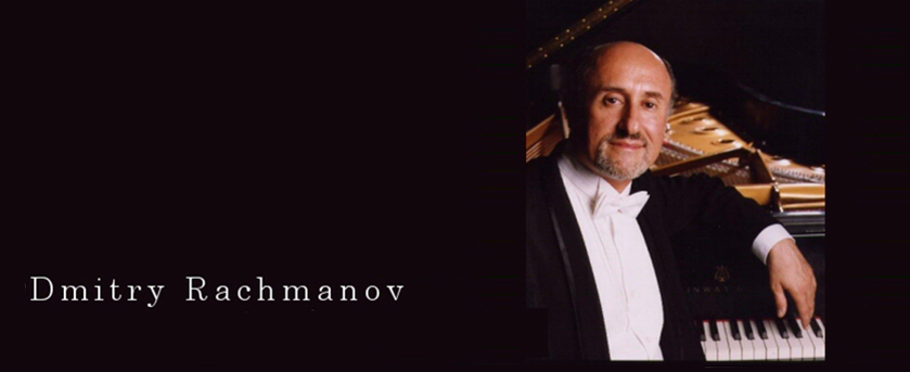 Dmitry Rachmanov leaning on the grand piano